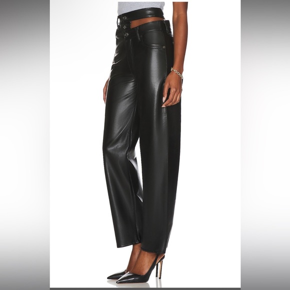 Agolde Broken Waistband Leather Pants NWT - Picture 3 of 10